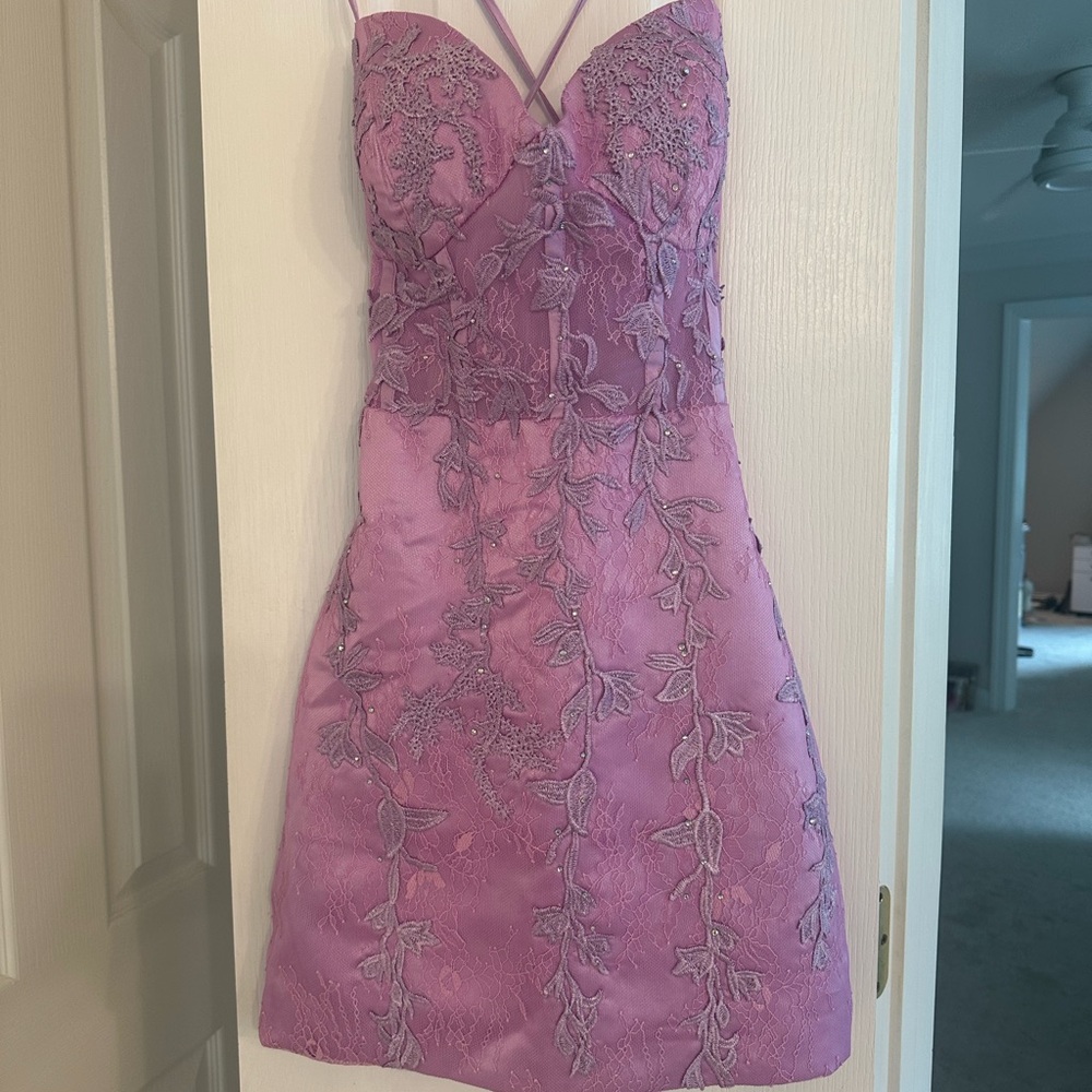 Lavender Lace Mini Dress